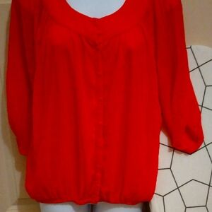 Vero Moda Red 3/4 Sleeve Relaxed Blouse